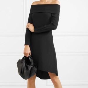 Theory Black Kensington Off Shoulder Dress